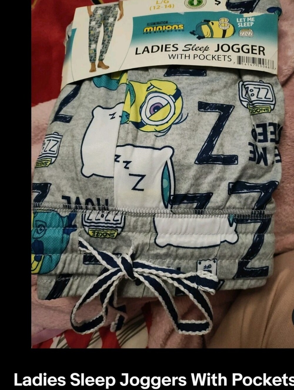 Minions Ladies Sleep Jogger Pants - Gray with Yellow & Teal Accents 12/14